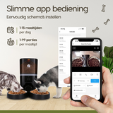 Prime AnimalZ automatische voerbak standaard upgraded 6 liter model ECC zwart met app bediening voor voeren op afstand