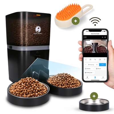 Prime AnimalZ automatische voerbak standaard upgraded 6 liter model ECC zwart met slimme voerinstellingen via de app