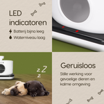 Onderdelen en functies van de Prime AnimalZ drinkfontein D600A wit met uitleg per onderdeel