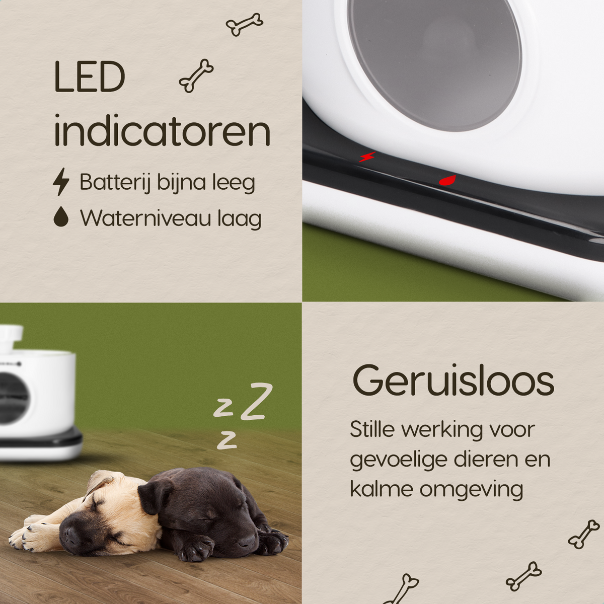 Onderdelen en functies van de Prime AnimalZ drinkfontein D600A wit met uitleg per onderdeel