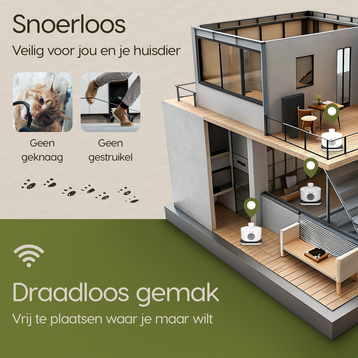 Prime AnimalZ drinkfontein D600A wit zonder kabels, flexibel te plaatsen in huis