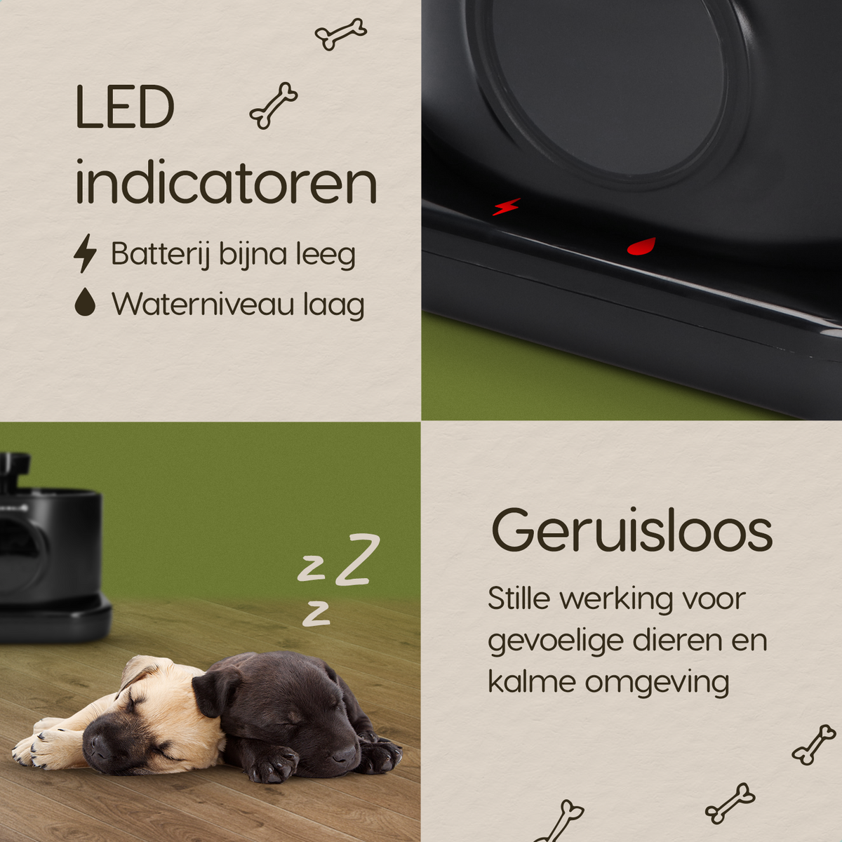 Onderdelen en functies van de Prime AnimalZ drinkfontein D600A zwart met uitleg per onderdeel