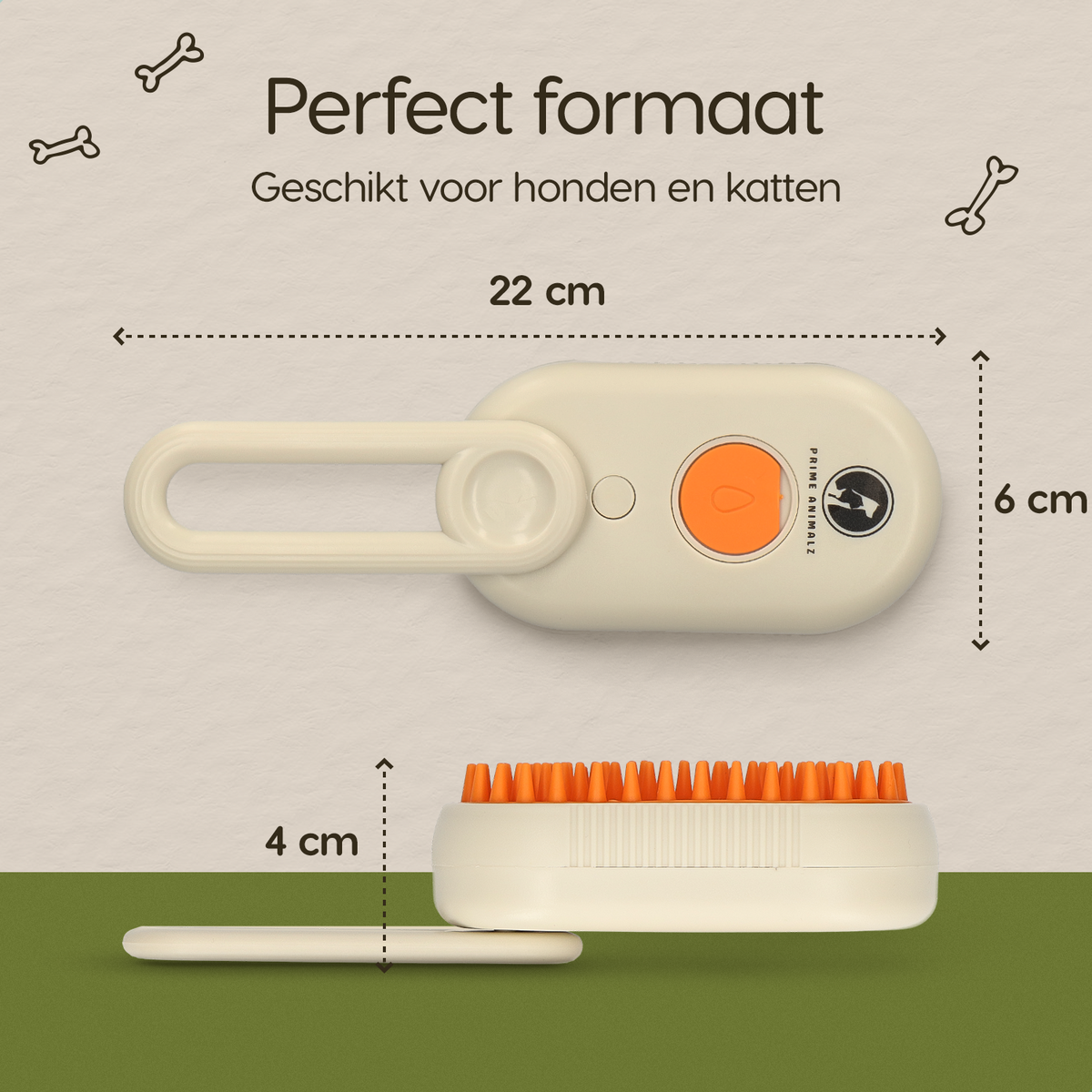 Afmetingen van de Prime AnimalZ stoomborstel S800A crème