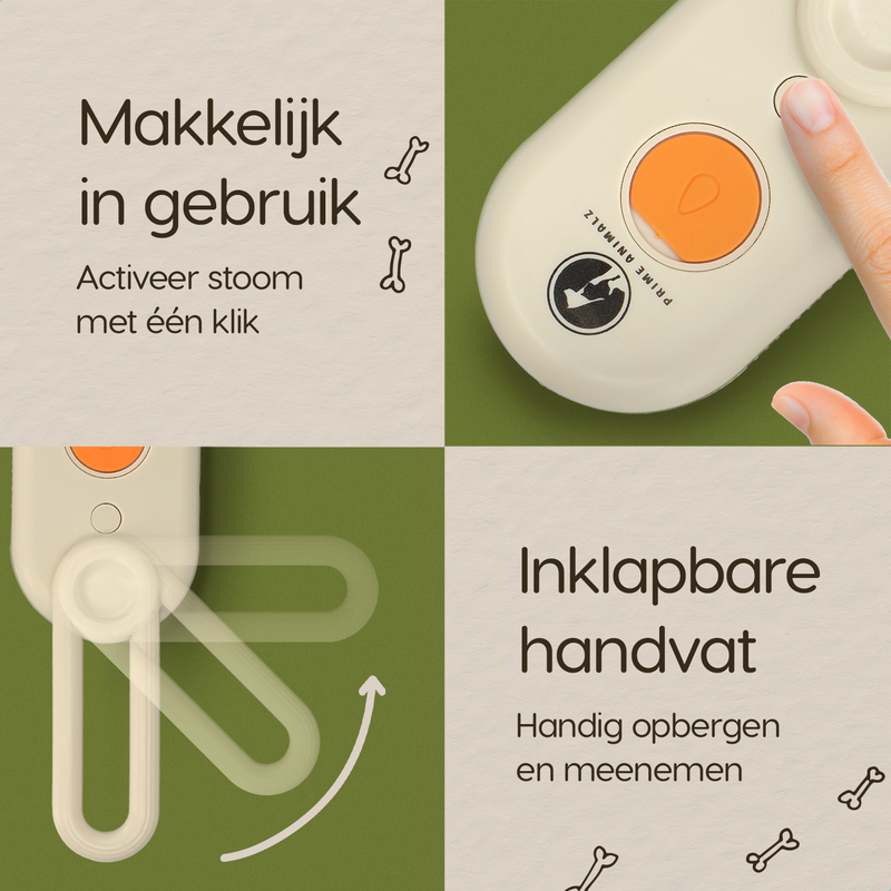 Belangrijkste functies van de Prime AnimalZ stoomborstel S800A crème