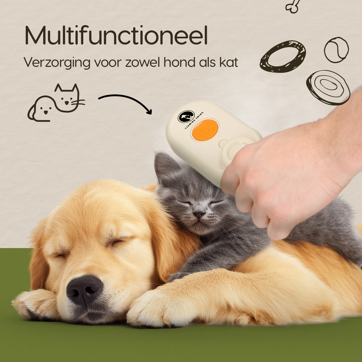 Prime AnimalZ stoomborstel S800A crème geschikt voor honden en katten