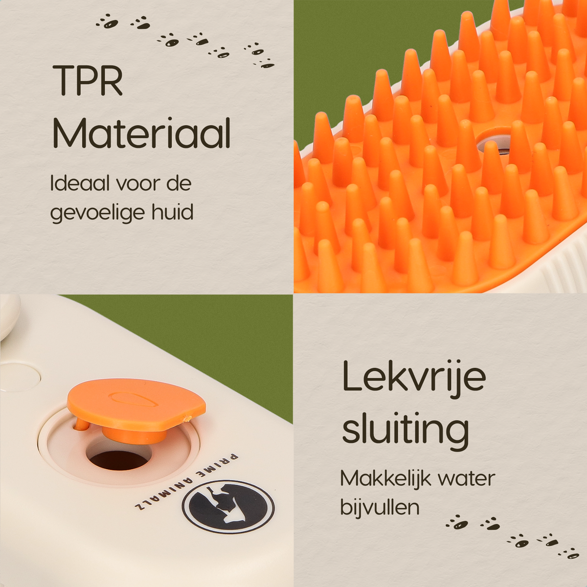 Onderdelen van de Prime AnimalZ stoomborstel S800A crème