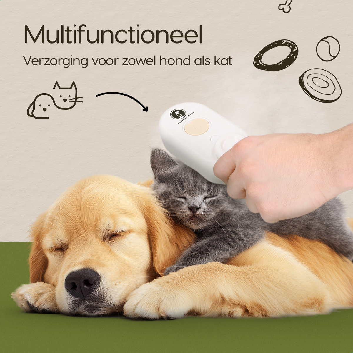 Prime AnimalZ stoomborstel S800A wit geschikt voor honden en katten