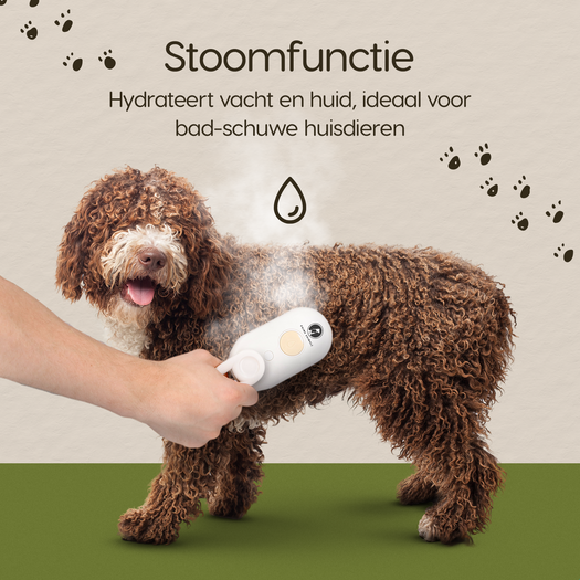 Prime AnimalZ stoomborstel S800A wit hydrateert en verzorgt de vacht