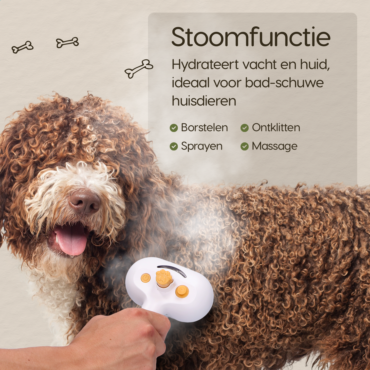 Prime AnimalZ Stoomborstel S900A stoomfunctie