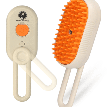 Prime AnimalZ Stoomborstel S800A Cream – katten- en hondenborstel met silicone tandenknoppen