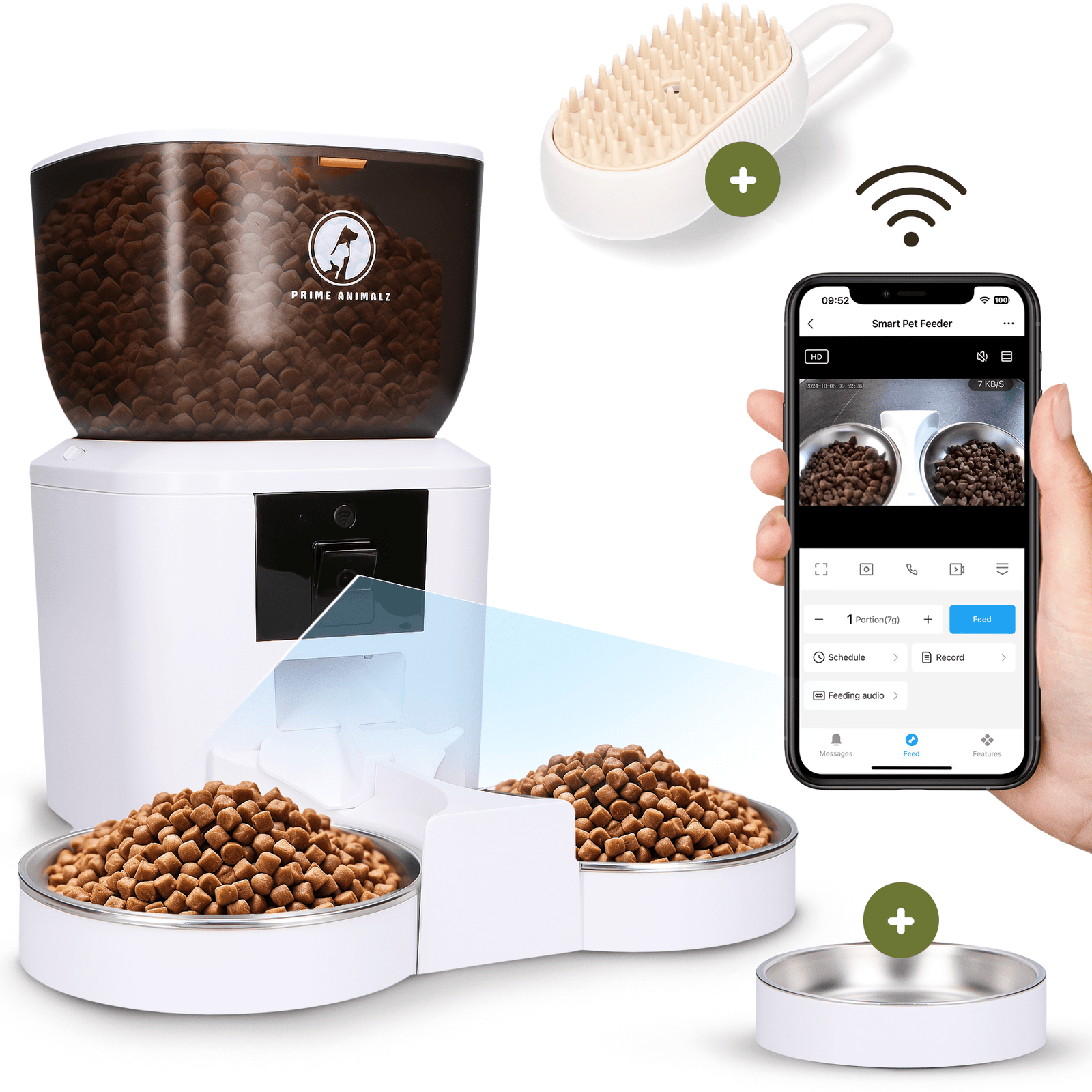 Prime AnimalZ Automatische Voerbak F400DCCWT Wit – Premium 4L met Camera en App