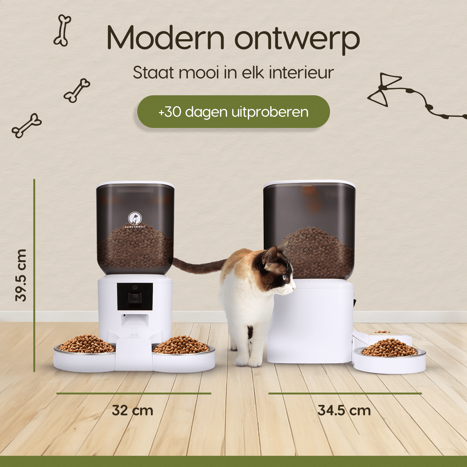 Afmetingen automatische voerbak wit – Prime AnimalZ 7L