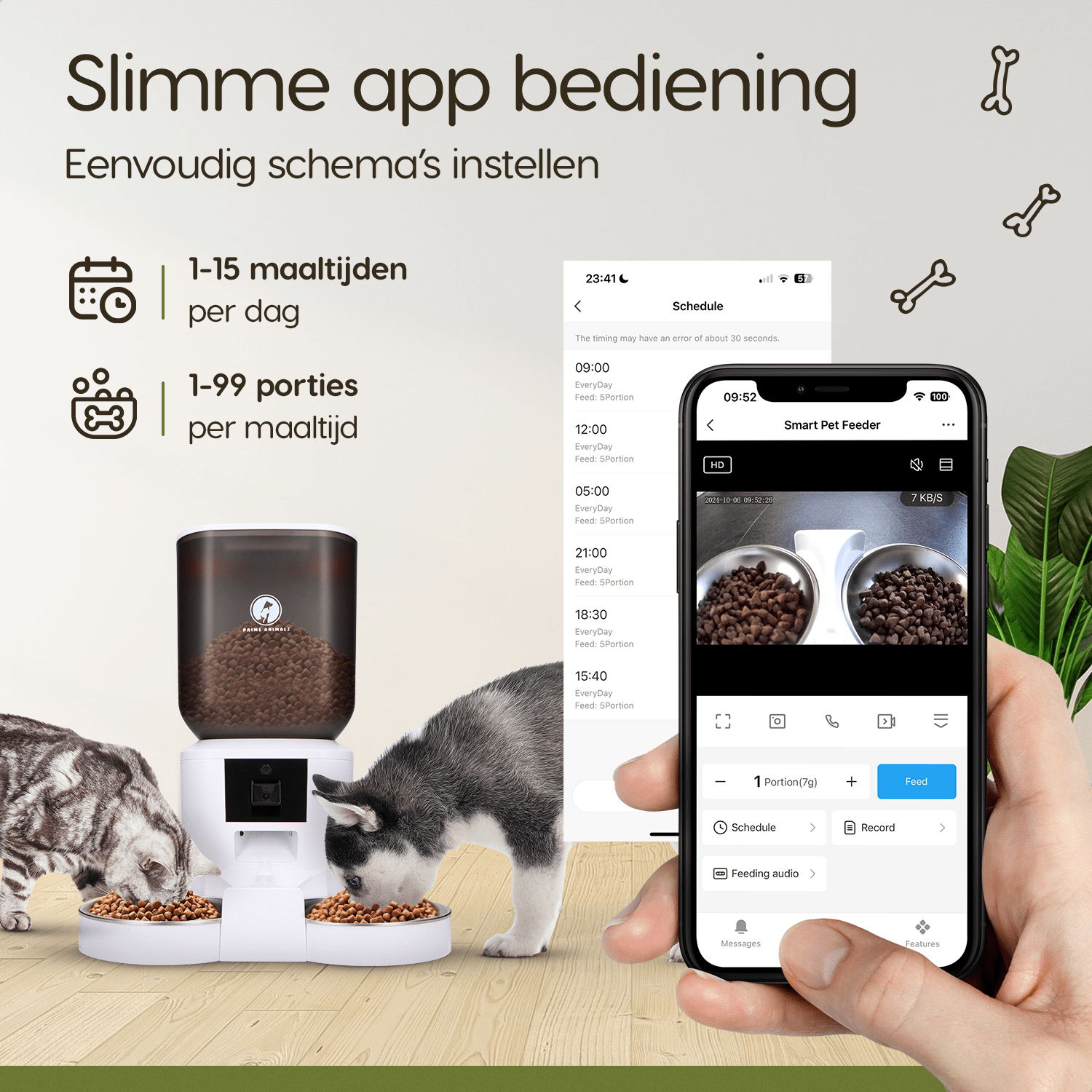 pp-bediening voerbak kat hond – plan voederschema’s via smartphone