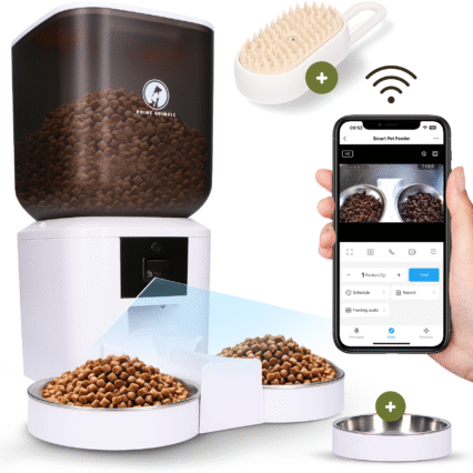 Prime AnimalZ Automatische Voerbak Kat & Hond 7L Wit – Slimme Voerautomaat met Camera