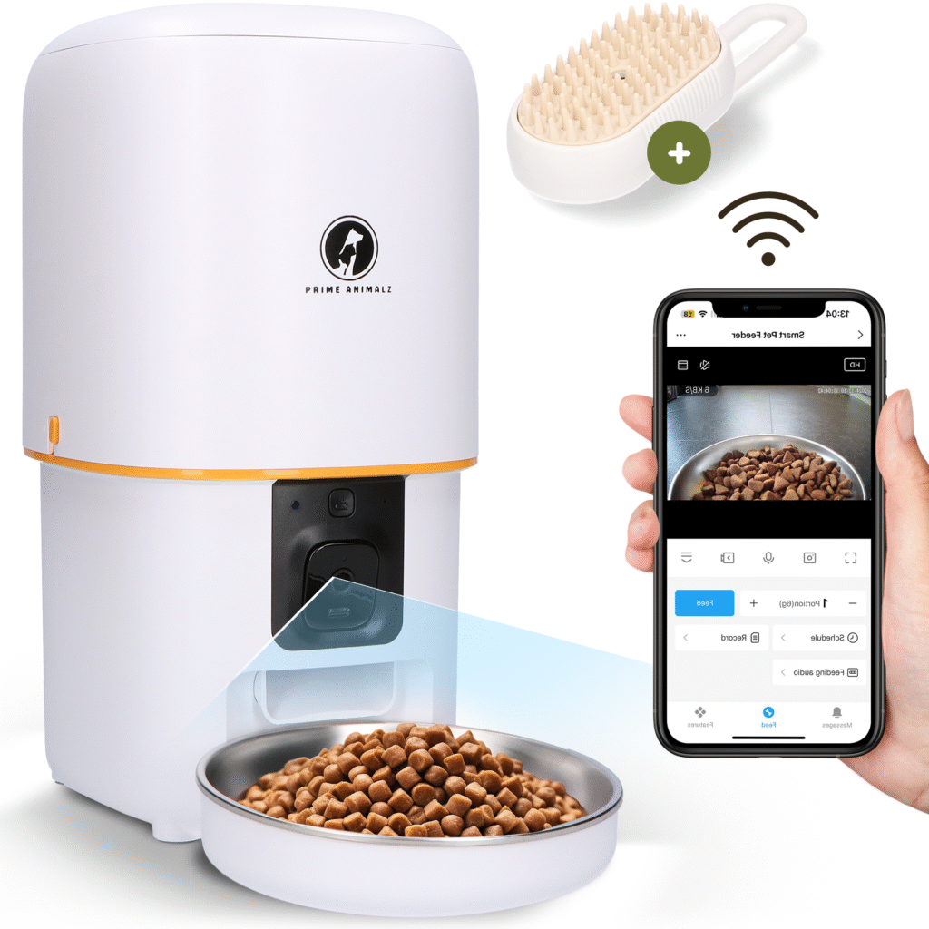 Prime AnimalZ F400ECB-WT compacte automatische voerbak 4L wit met camera en app