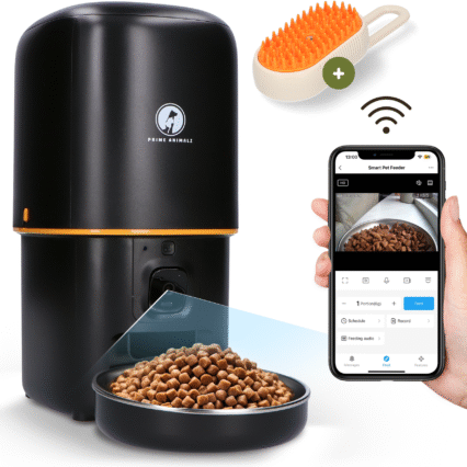 Prime AnimalZ F400ECB-ZW compacte automatische voerbak 4L zwart met camera en app