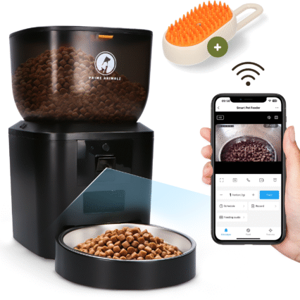 Prime AnimalZ F400ECC-ZW premium automatische voerbak 4L zwart met camera en app