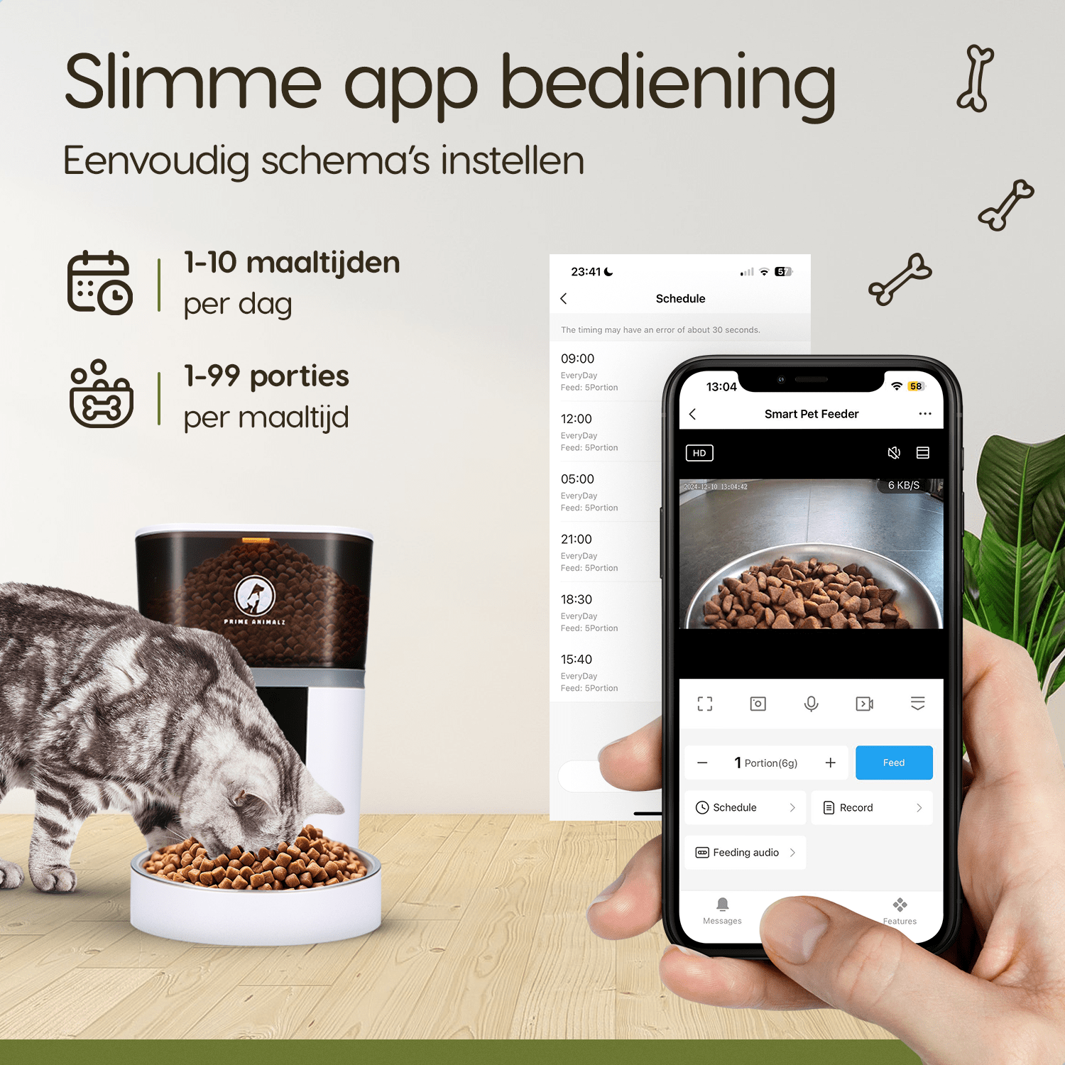 Voerbak bedienen via smartphone app – voer plannen en live meekijken