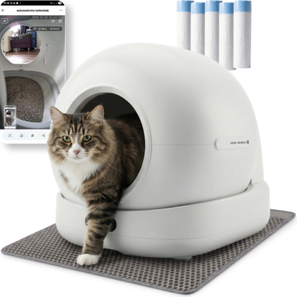 Prime AnimalZ Zelfreinigende Automatische Kattenbak XXL - 72L - met camera